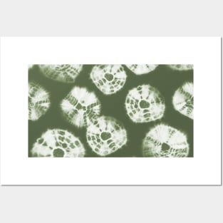 Shibori Kumo tie dye white dots over sage green Posters and Art